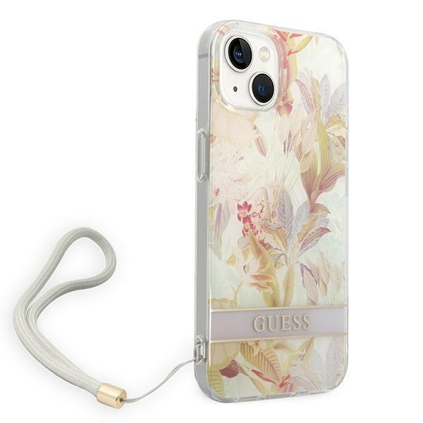 Guess GUESS iPhone 14 Plus Skal Flower Strap - Lila