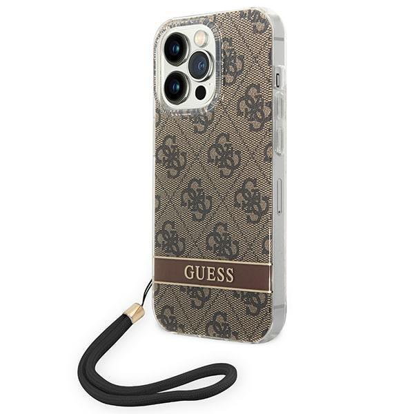 Guess GUESS iPhone 14 Pro Skal Print Strap - Brun