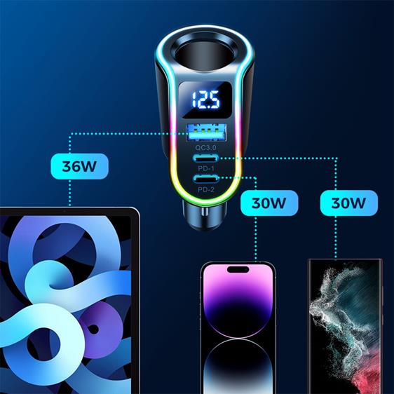 Joyroom [4in1] Joyroom Billaddare Fast USB-C/USB-A 150 W - Svart