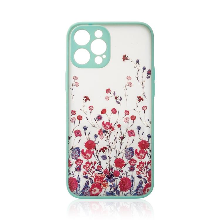 OEM iPhone 12 Pro Max Skal Flower Design - Ljusblå