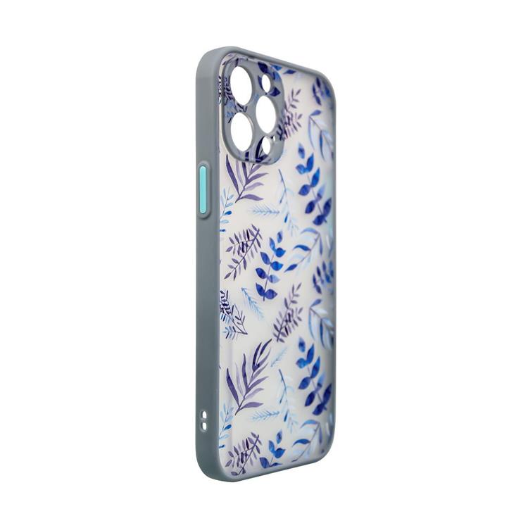 OEM iPhone 12 Pro Max Skal Flower Design - Morkblå
