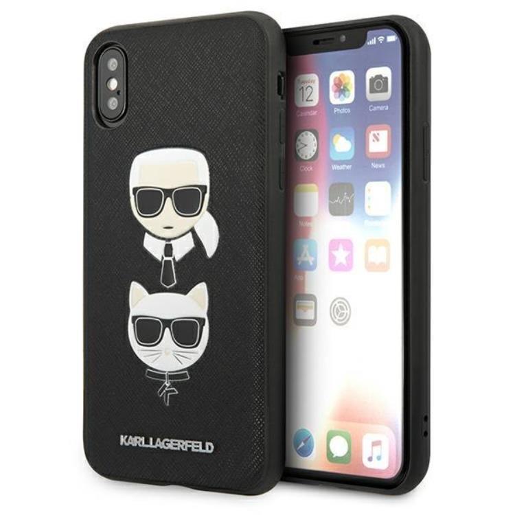KARL LAGERFELD Karl Lagerfeld iPhone XS Max Skal Saffiano Ikonik Karl & Choupette Head