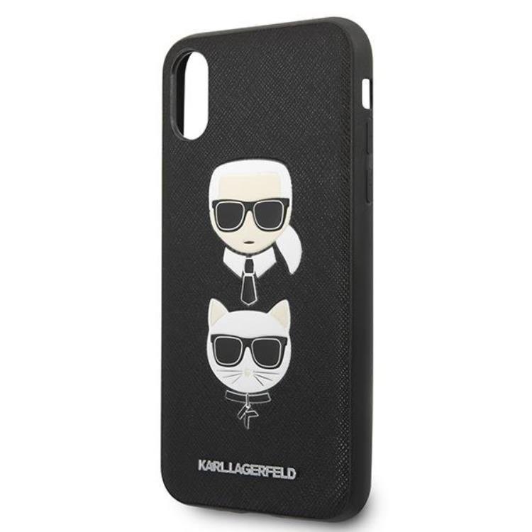 KARL LAGERFELD Karl Lagerfeld iPhone XS Max Skal Saffiano Ikonik Karl & Choupette Head