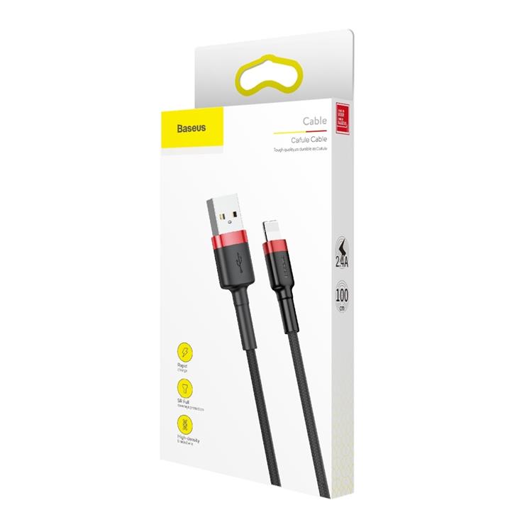 BASEUS Baseus Cafule USB-C till lightning kabel 1M - Svart/Röd