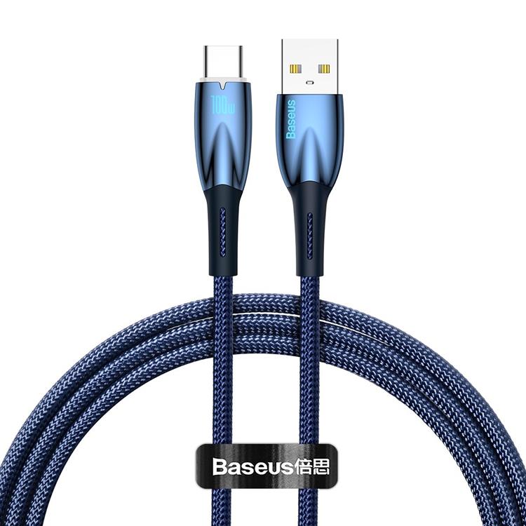 BASEUS Baseus USB-C till USB-A kabel 1M Glimmer Series - Blå