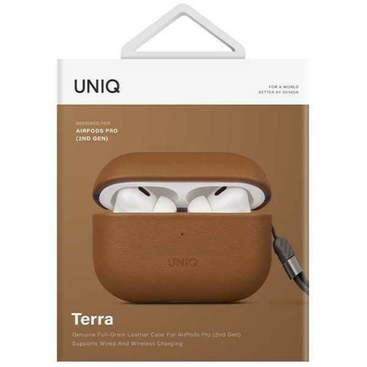 UNIQ Uniq Airpods Pro 2 Skal Äkta Läder Terra - Toffee Brun