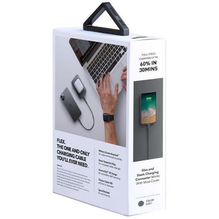 UNIQ Uniq USB-C till Lightning kabel Flex Nylon 0.3m 18w - Svart