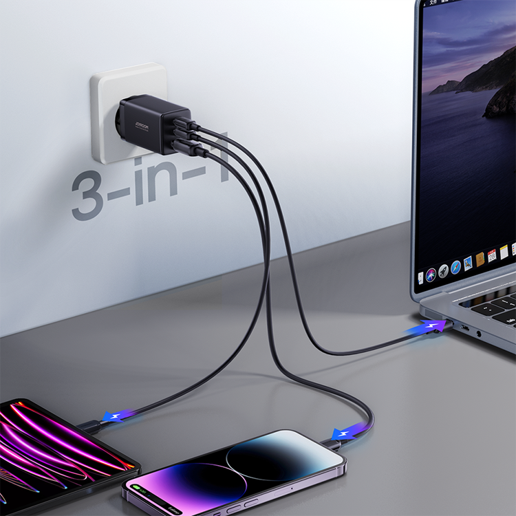 Joyroom Joyroom Väggladdare GaN 65W USB/2x USB-C - Svart