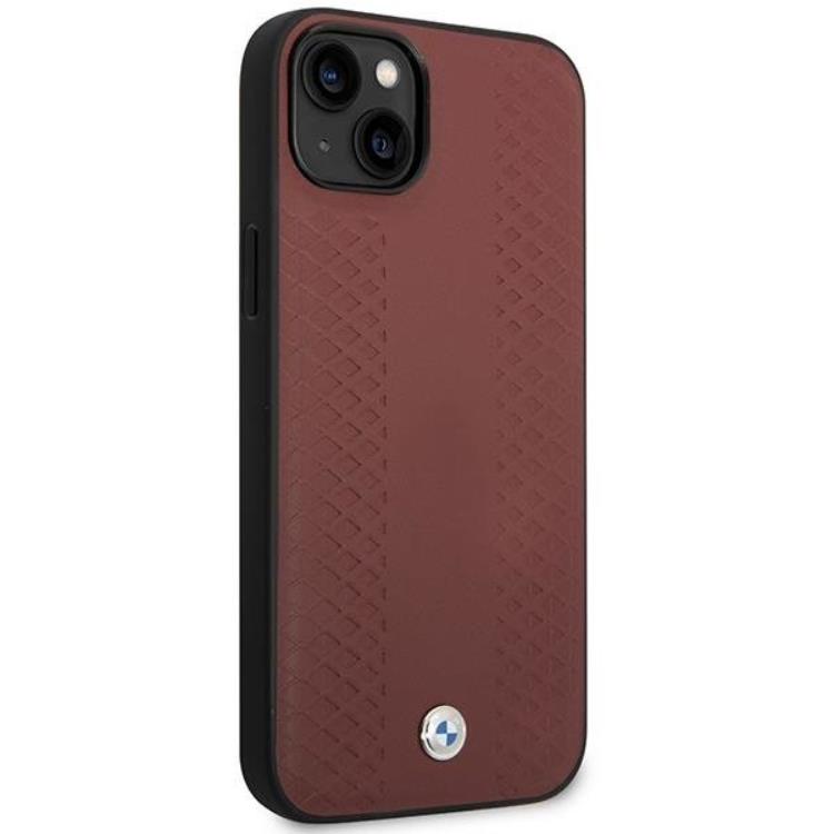 BMW BMW Mobilskal till iPhone 14 Läder Diamond Pattern - Burgundy