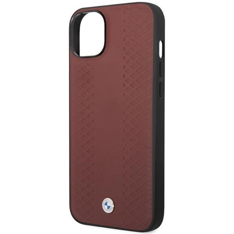 BMW BMW Mobilskal till iPhone 14 Läder Diamond Pattern - Burgundy