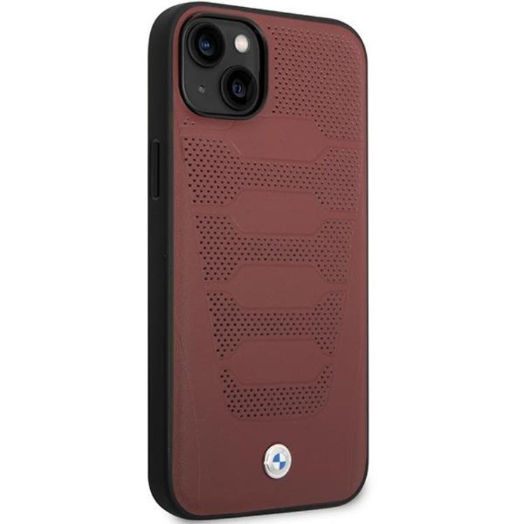 BMW BMW Mobilskal till iPhone 14 Läder Seats Pattern - Burgundy