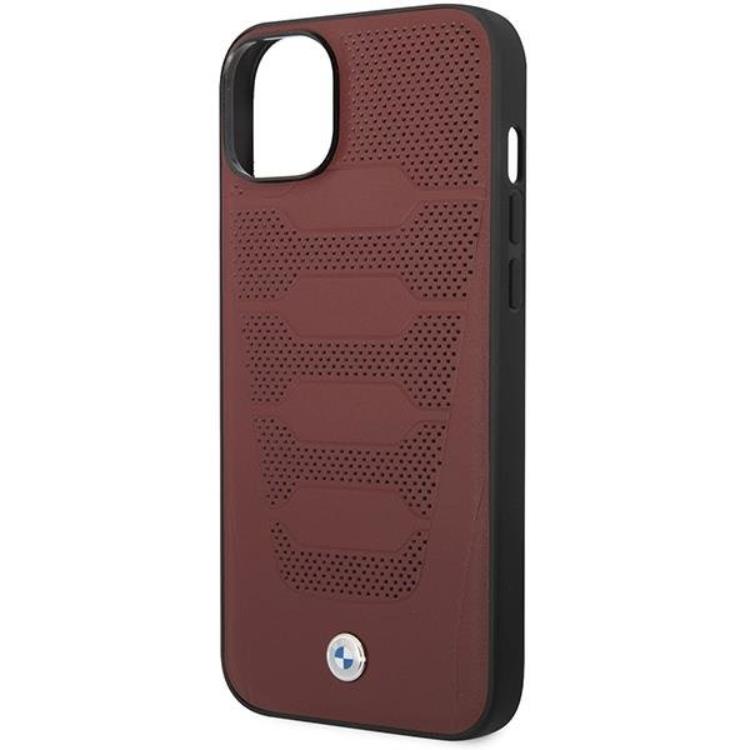 BMW BMW Mobilskal till iPhone 14 Läder Seats Pattern - Burgundy