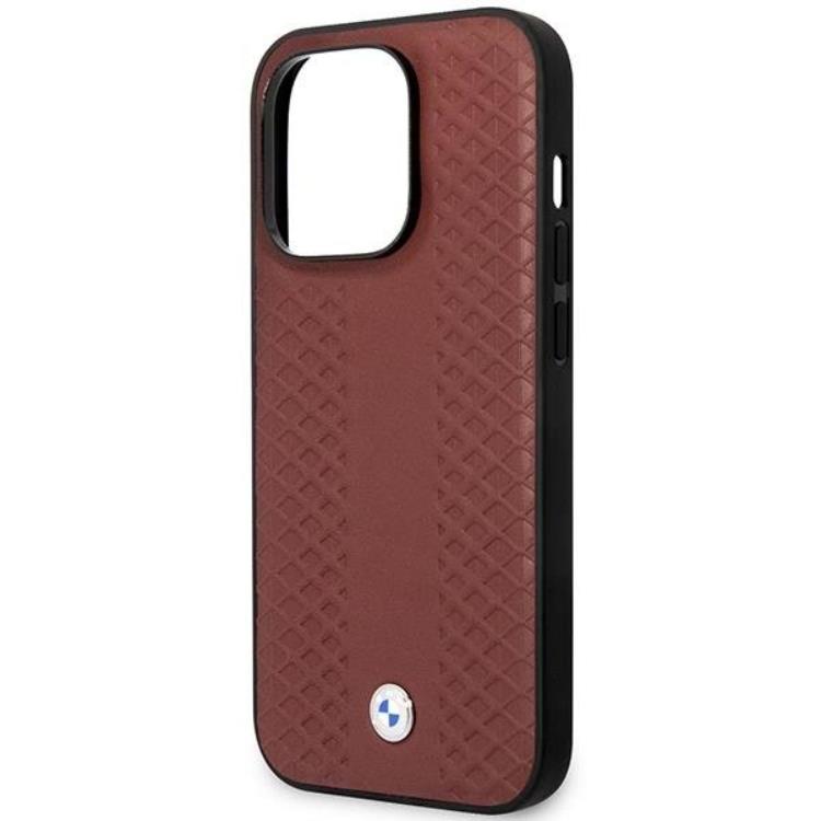 BMW BMW Mobilskal till iPhone 14 Pro Max Magsafe Diamond Pattern - Burgundy