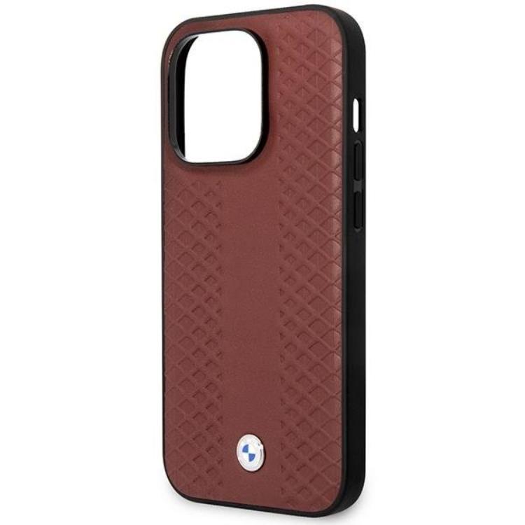 BMW BMW Mobilskal till iPhone 14 Pro Läder Diamond Pattern - Burgundy