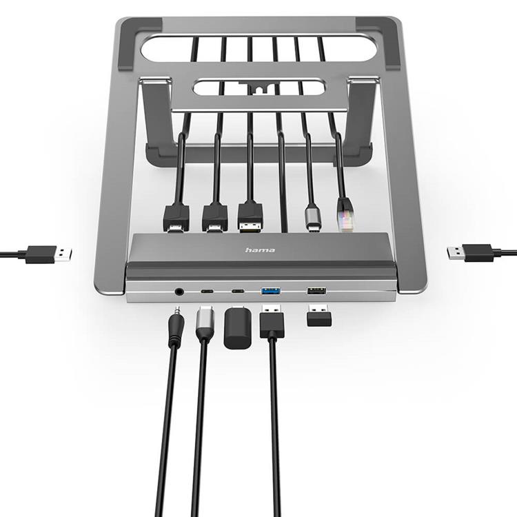 Hama Hama USB-C Dockningsstation 12in1 - Svart
