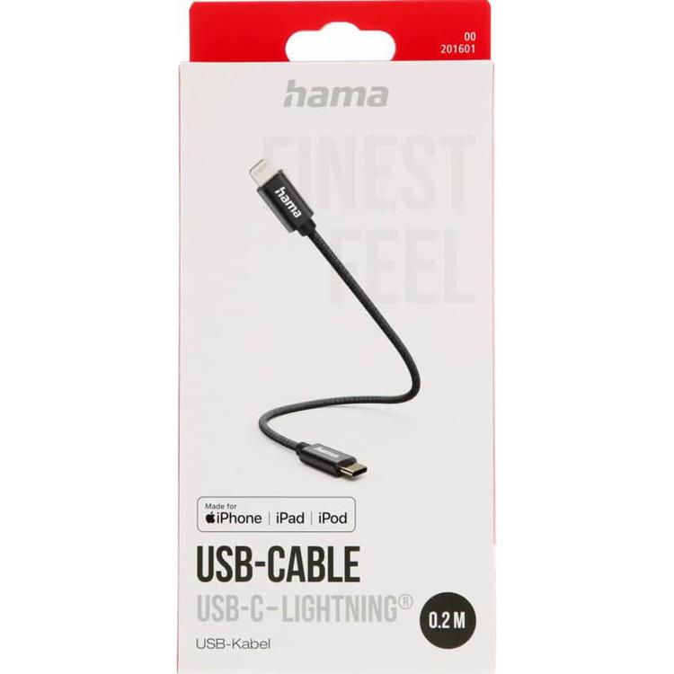 Hama Hama USB-C till Lightning kabel 0.2m - Svart