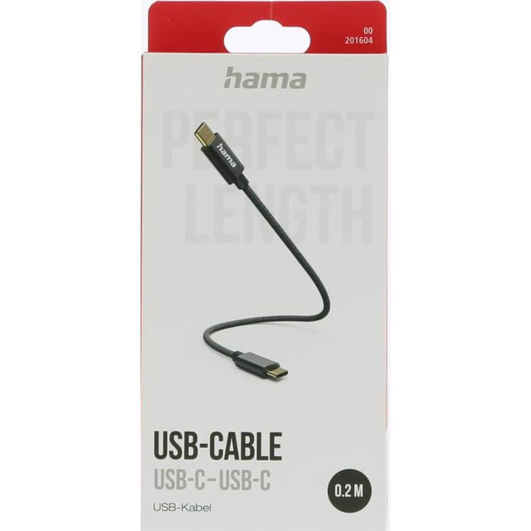 Hama Hama USB-C till USB-C kabel 0.2m - Svart