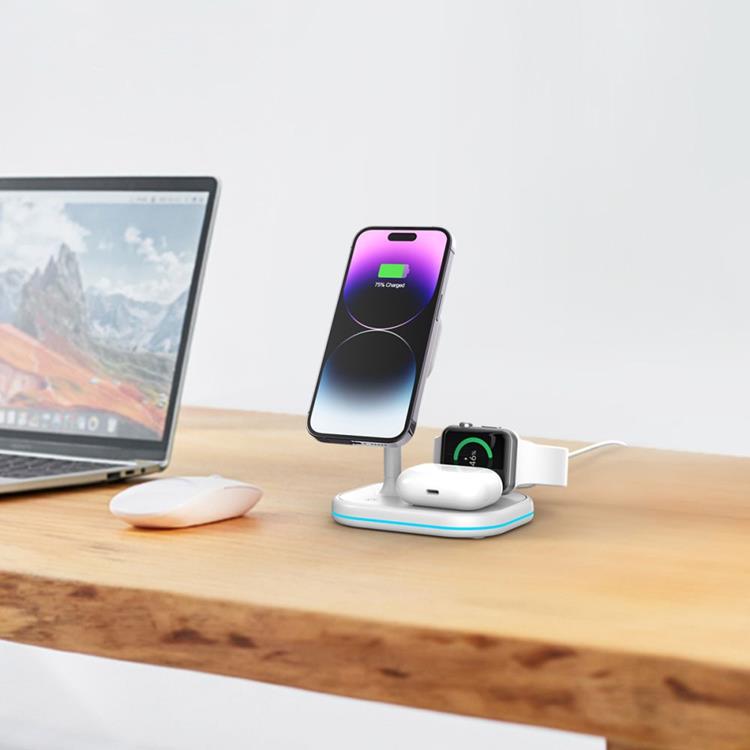 Tech-Protect Tech-Protect 3-in-1 Trådlös Laddare Magsafe iPhone Apple Watch AirPods - Vit