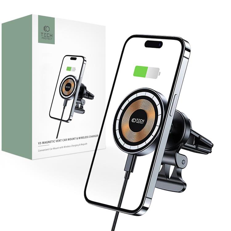 Tech-Protect Tech-Protect Billhållare Och Billaddare Magsafe 15W - Svart