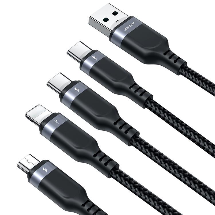 Joyroom Joyroom 4in1 USB-A till USB-C Lightning microUSB kabel 1.2m
