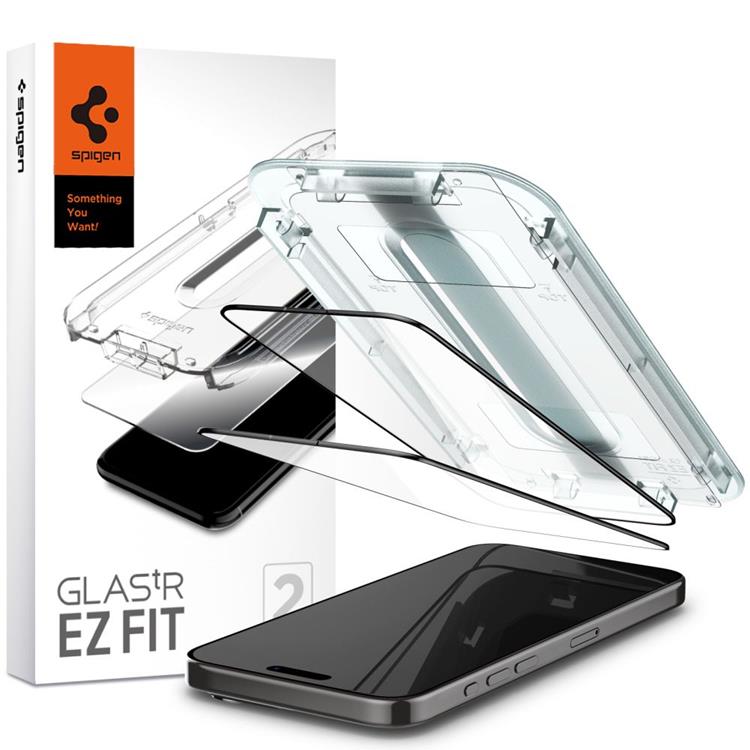 Spigen [2-Pack] Spigen iPhone 15 Plus Härdat Glas Skärmskydd 'EZ' Fit