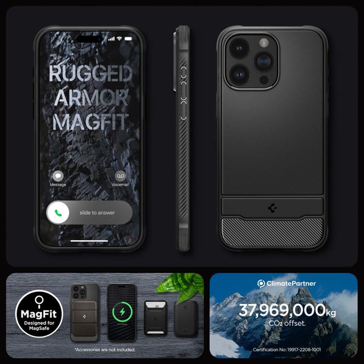 Spigen Spigen iPhone 15 Pro Max Mobilskal Magsafe Rugged Armor -Svart
