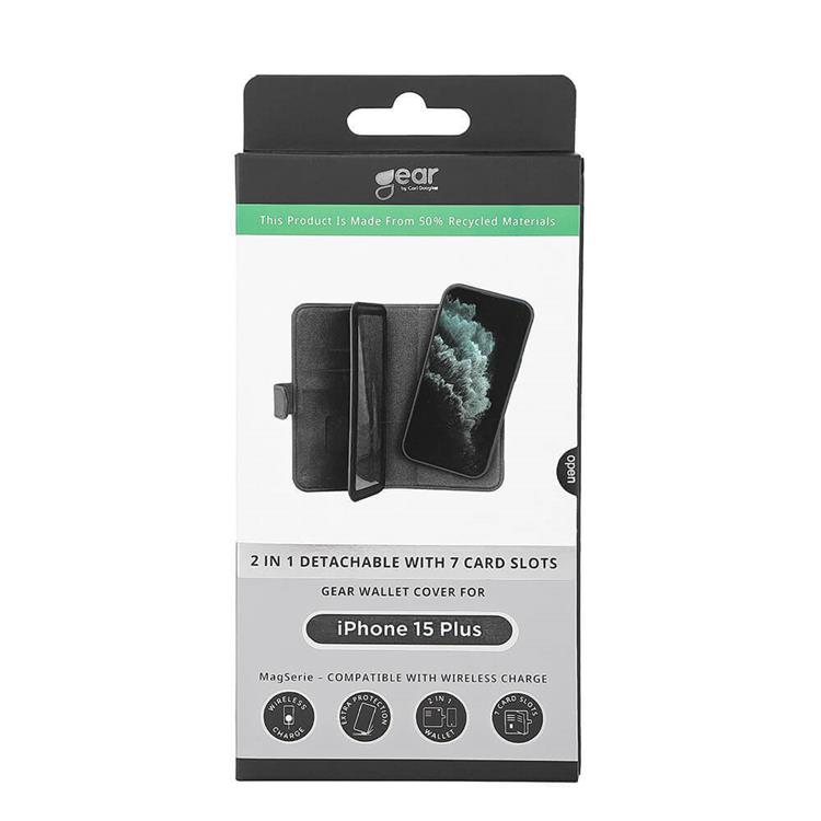GEAR Gear iPhone 15 Plus Plånboksfodral Magsafe - Svart