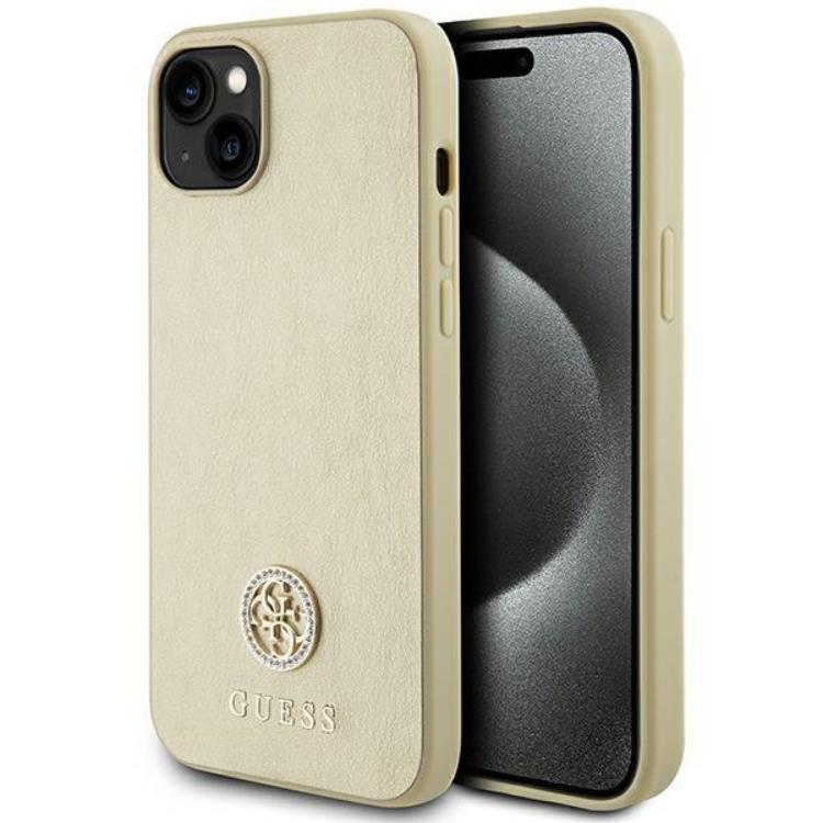 Guess Guess Mobilskal till iPhone 15 Plus Strass Metal Logo - Guld