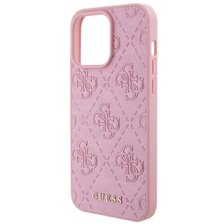 Guess Guess iPhone 15 Pro Max Mobilskal Leather Stamped - Rosa