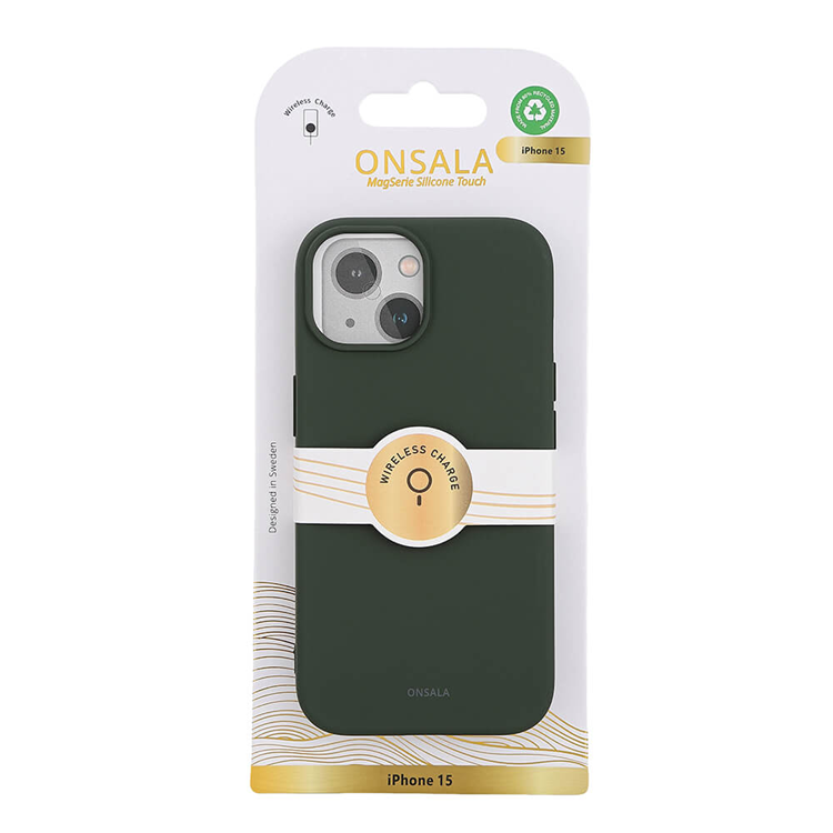 Onsala Onsala Mobilskal till iPhone 15 MagSafe Silikon - Olive Grön