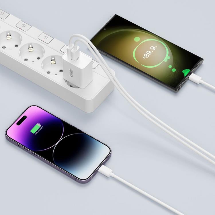 Tech-Protect Tech-Protect 2-Port Nätverk Laddare Med Lightning Kabel 1m 35W - Vit