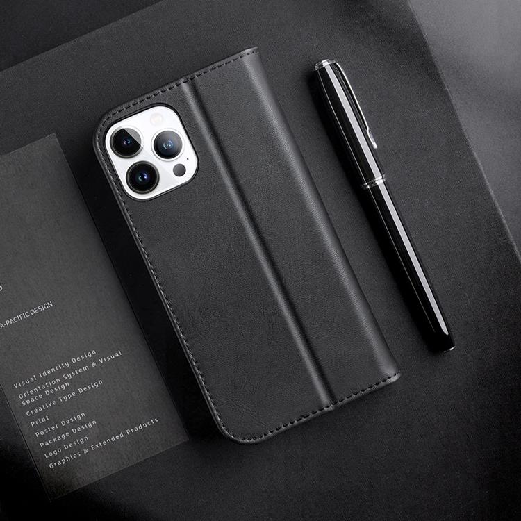 Dux Ducis Dux Ducis iPhone 14 Pro Max Plånboksfodral Äkta Läder Hivo Flip - Svart