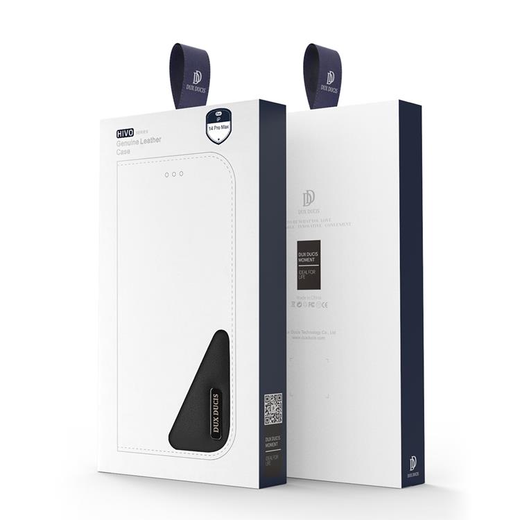 Dux Ducis Dux Ducis iPhone 14 Pro Max Plånboksfodral Äkta Läder Hivo Flip - Röd