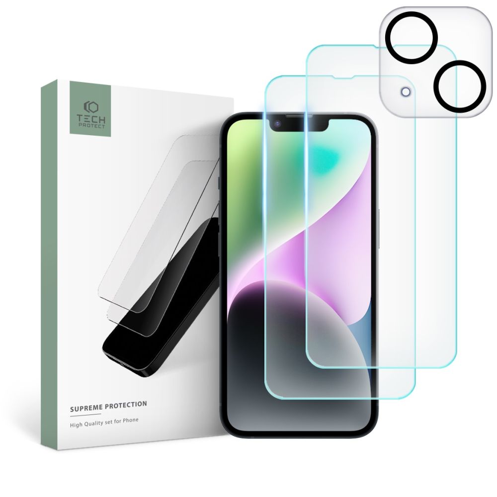Tech-Protect Tech-Protect [2-Pack] iPhone 14 Härdat glas + [1-Pack] Kameralinsskydd