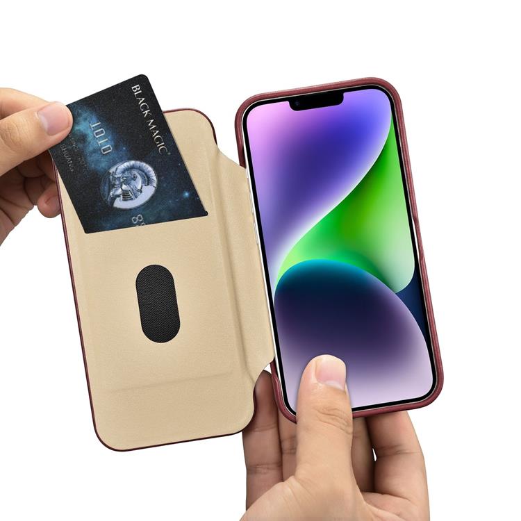 ICARER iCarer iPhone 14 Plus Plånboksfodral Magsafe CE Läder - Röd