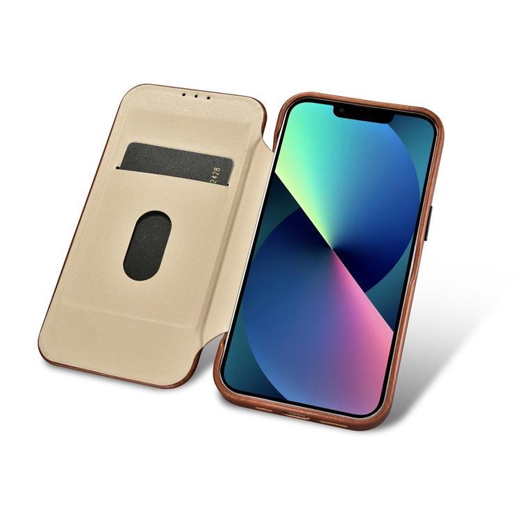 ICARER iCarer iPhone 14 Plus Plånboksfodral Magsafe Läder - Brun