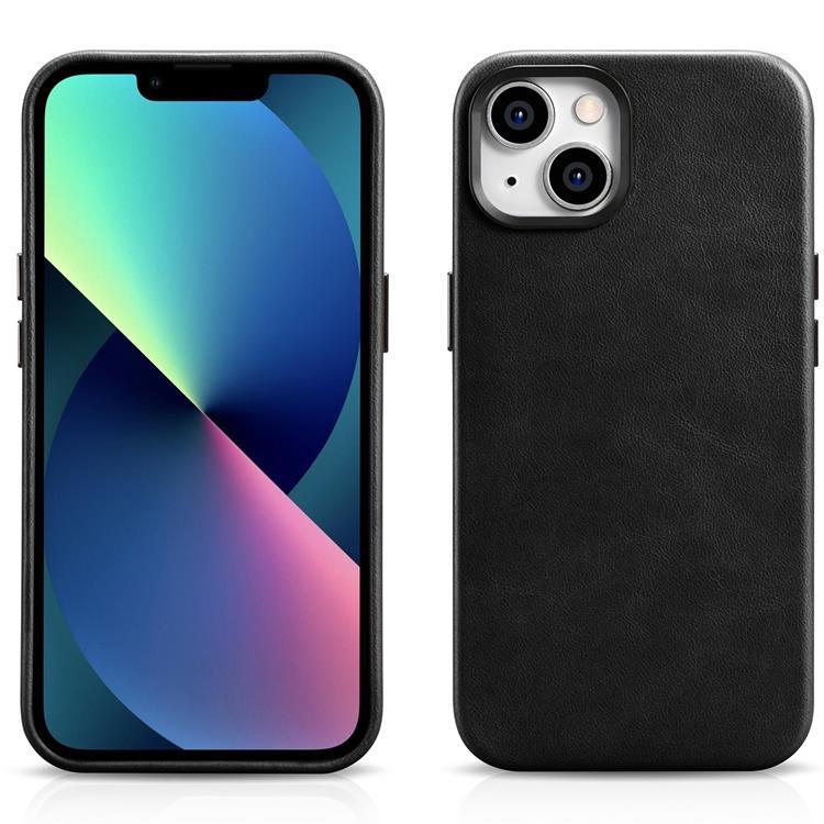 ICARER iCarer iPhone 14 Plus Skal Magsafe Äkta Läder Oil Wax - Svart