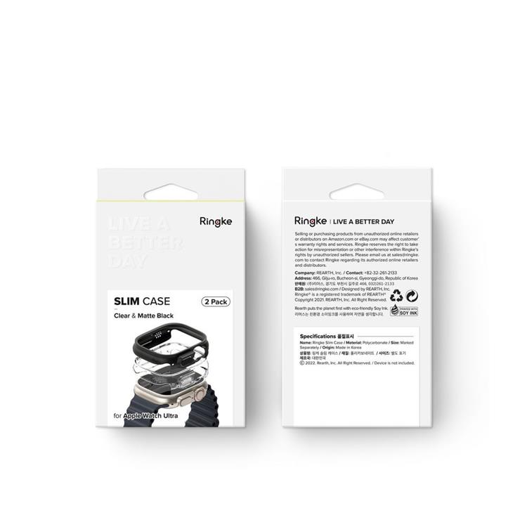 Ringke [2-Pack] Ringke Apple Watch Ultra (49mm) Skal Slim - Clear/Svart