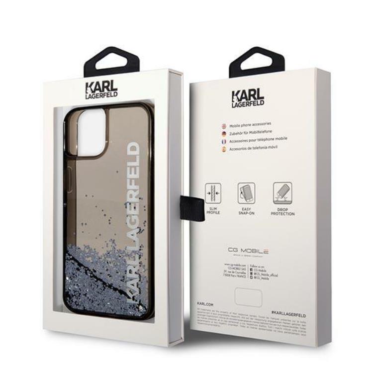 KARL LAGERFELD Karl Lagerfeld iPhone 14 Skal Liquid Glitter Elong - Svart