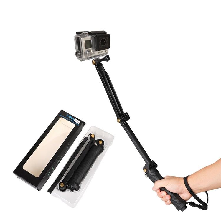 OEM 3IN1 Go Pro Monopod Tripod Med Selfie Hållare - Svart