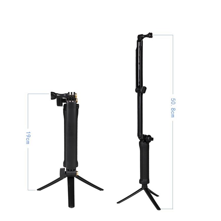 OEM 3IN1 Go Pro Monopod Tripod Med Selfie Hållare - Svart