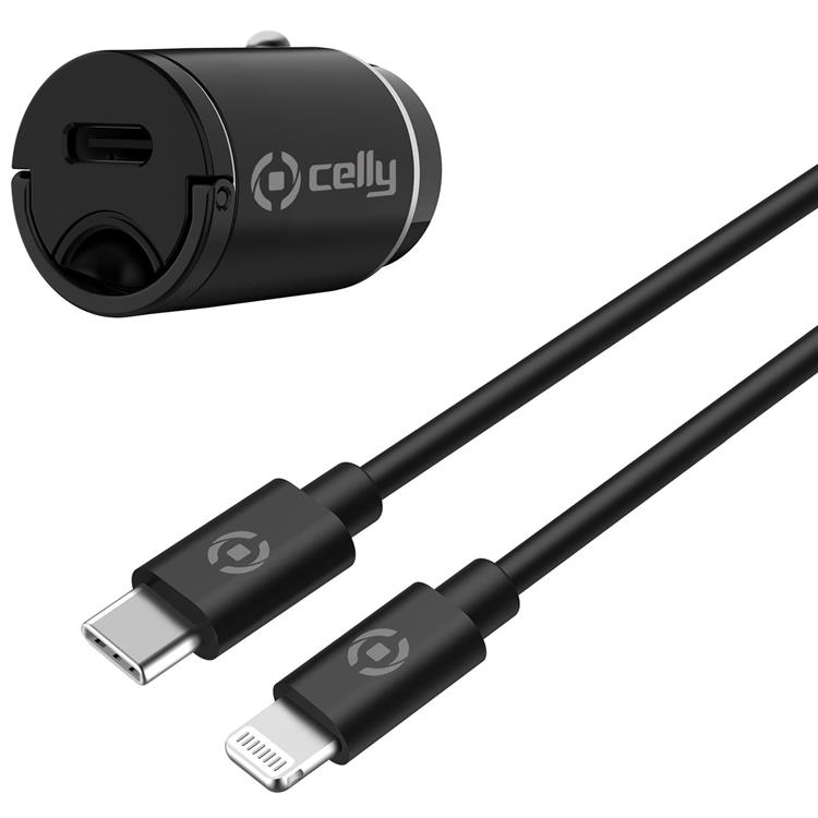 Celly Celly Billaddare Mini USB-C Med Kabel - Svart