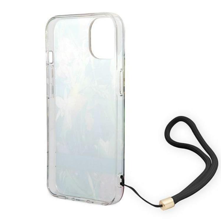 Guess GUESS iPhone 14 Skal Flower Strap - Blå