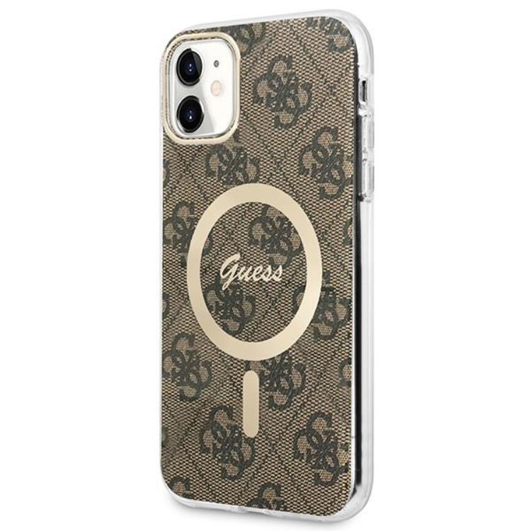 Guess Guess iPhone 11 Magsafe Skal Print + Trådlös Laddare - Brun