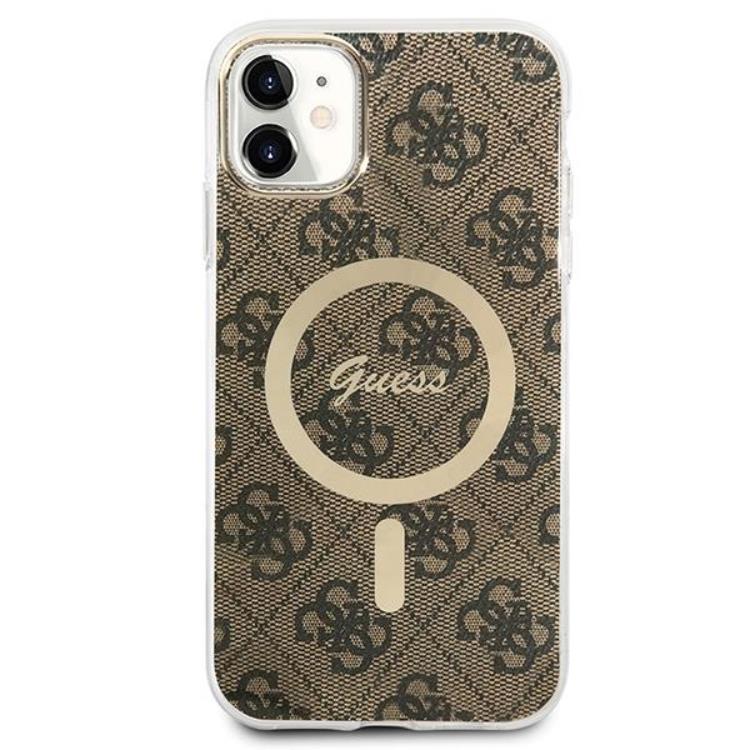 Guess Guess iPhone 11 Magsafe Skal Print + Trådlös Laddare - Brun