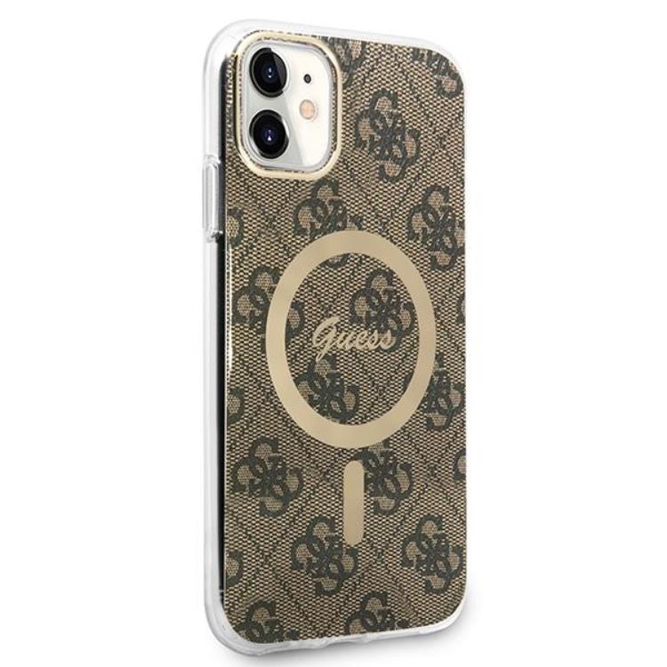 Guess Guess iPhone 11 Magsafe Skal Print + Trådlös Laddare - Brun