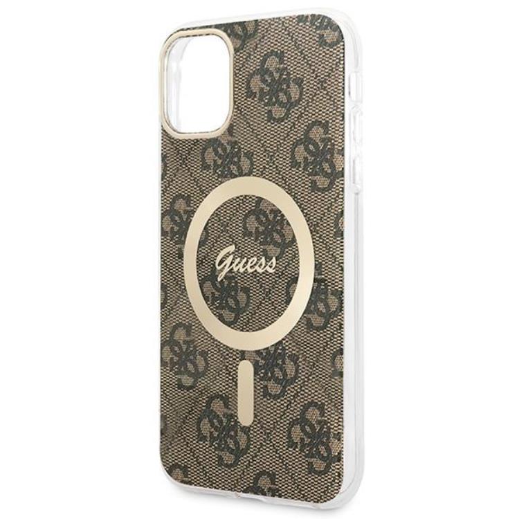 Guess Guess iPhone 11 Magsafe Skal Print + Trådlös Laddare - Brun