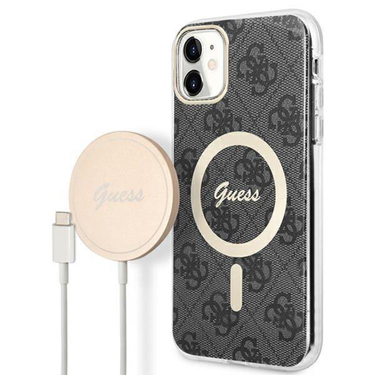 Guess Guess iPhone 11 Magsafe Skal Print + Trådlös Laddare - Svart
