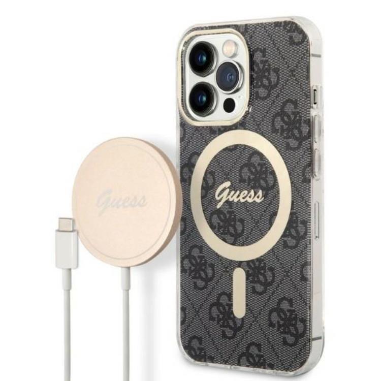 Guess Guess iPhone 13 Pro Max Magsafe Skal Print + Trådlös Laddare - Svart
