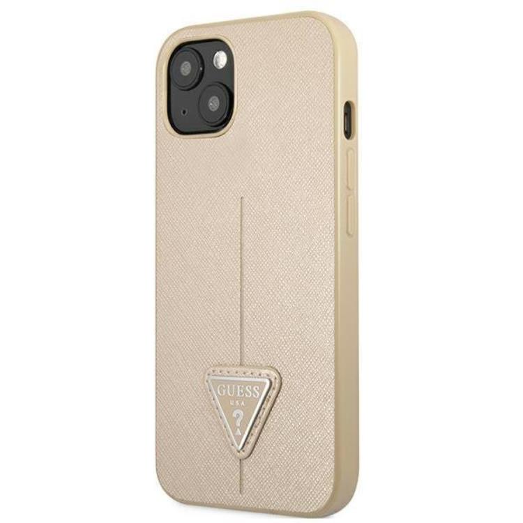Guess Guess iPhone 13 Mini Skal Saffiano Triangle Logo - Beige